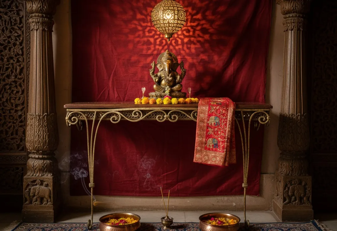 consola antigua estilo frances con decoraciones florales