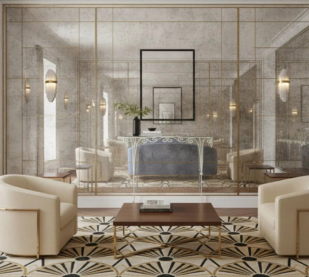 पुरानी कंसोल सुरुचिपूर्ण विवरण के साथ आरामदायक वातावरण में