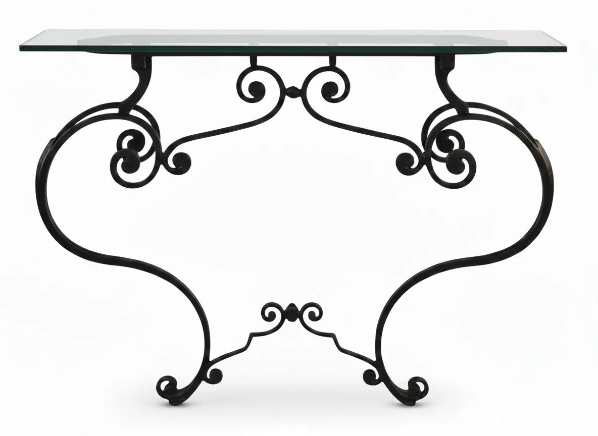 antigua consola con diseño elaborado y patas decorativas