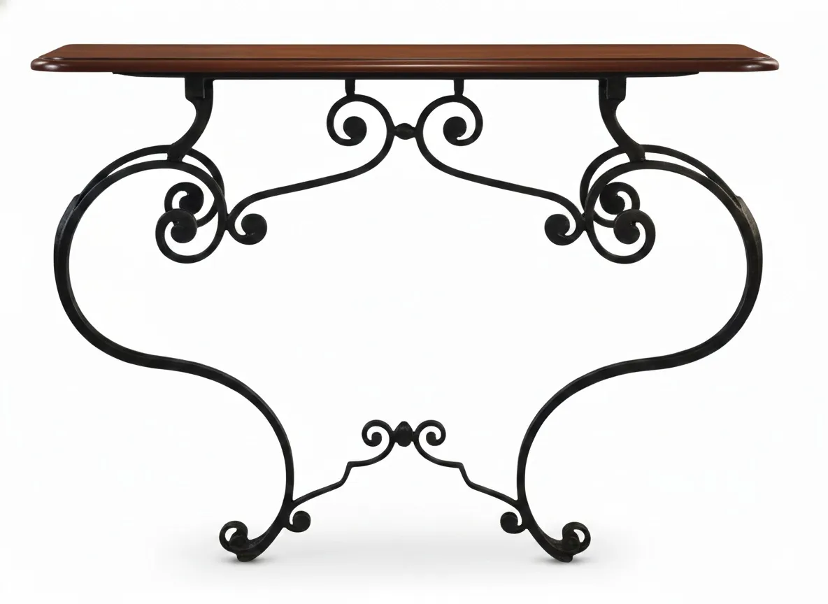 antiga consola decorativa estilo Art Nouveau com fundo branco