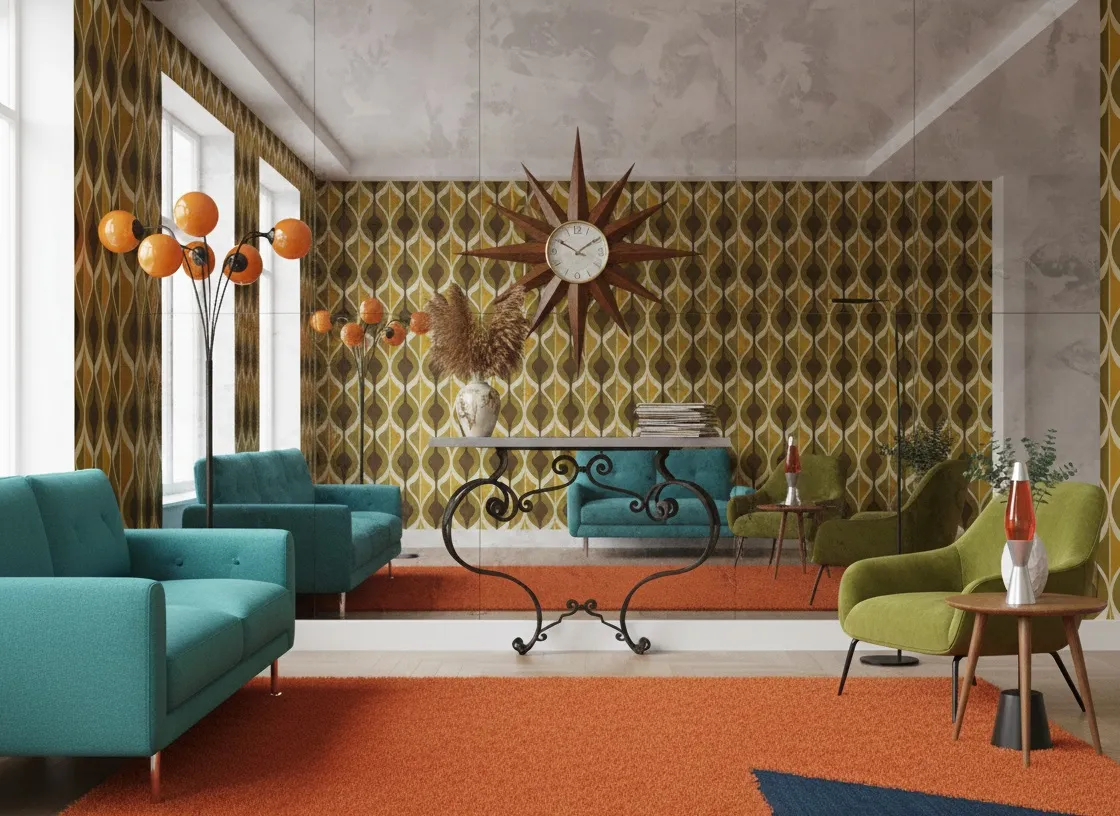 アンティークな装飾用コンソールアールヌーボーと居心地の良い雰囲気、鮮やかな色合い。