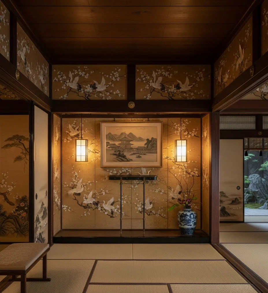 고급 콘솔, 아트 데코 디자인, 우아한 환경.