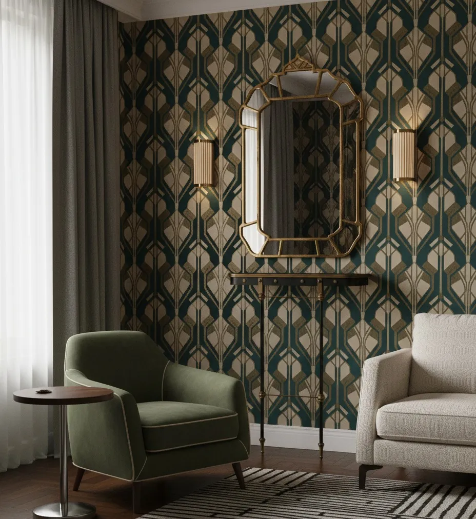 Elegante antike Art Deco Konsole in modernem Umfeld