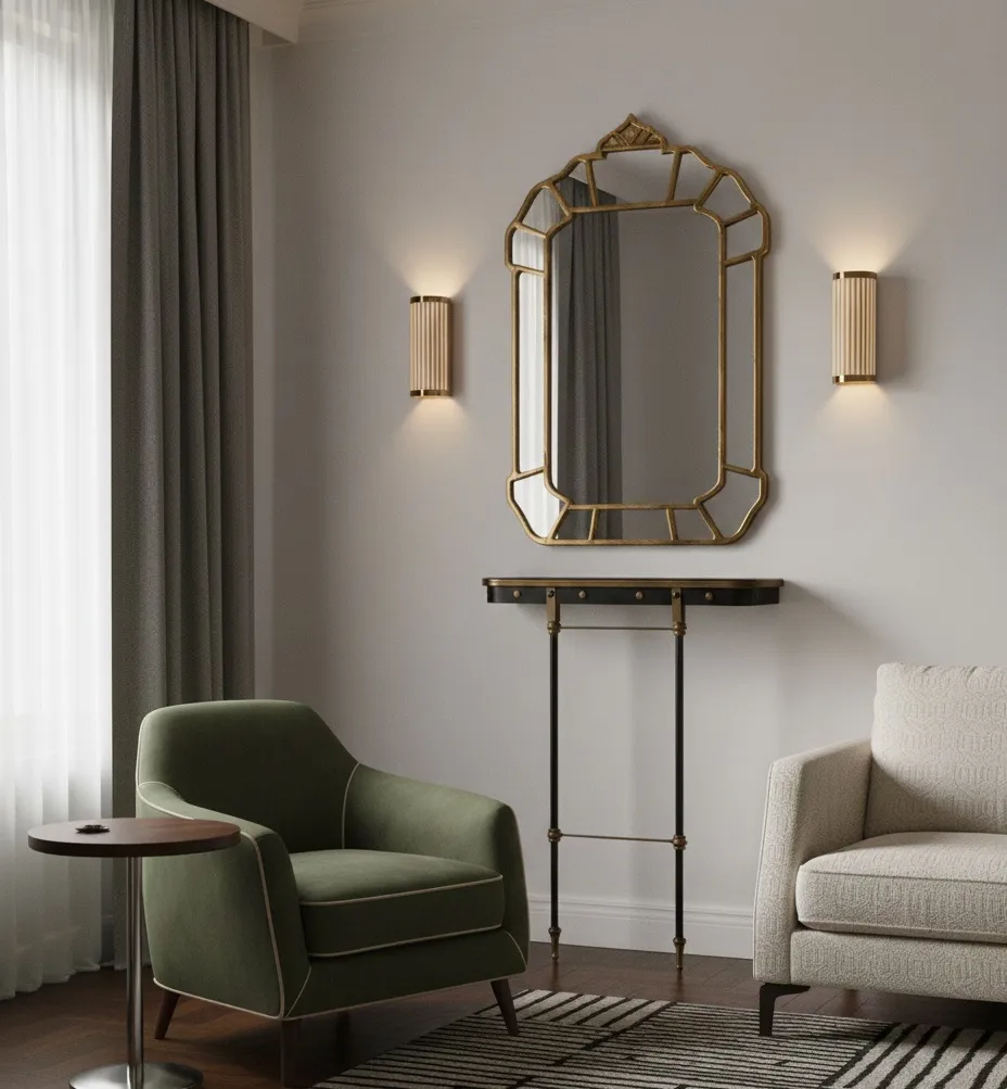 antike dresuar mit art deco-details und spiegel