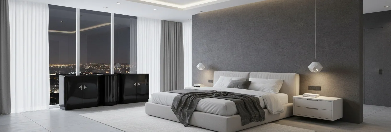 antique art deco sideboard in modern bedroom