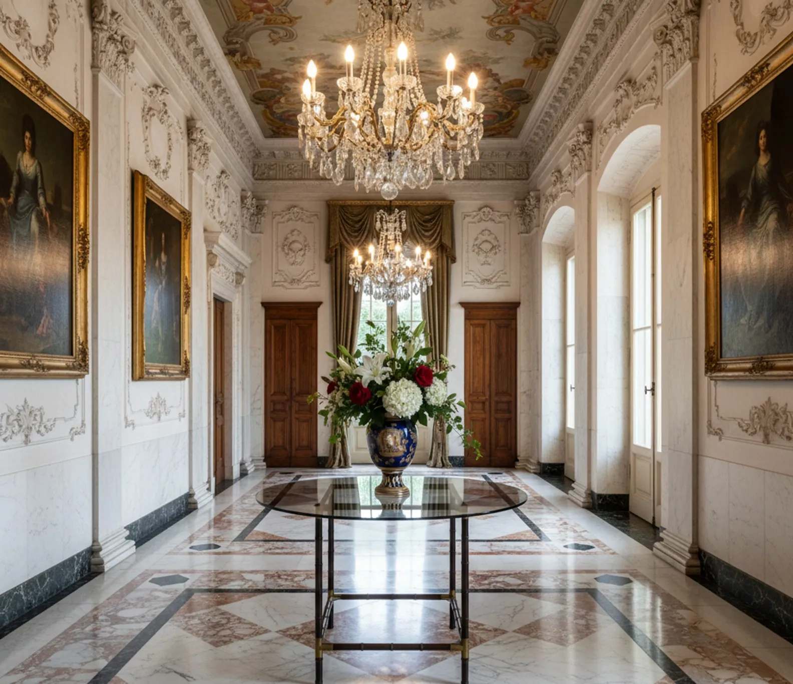 Tavolo da pranzo antico per 4 persone in un ambiente elegante