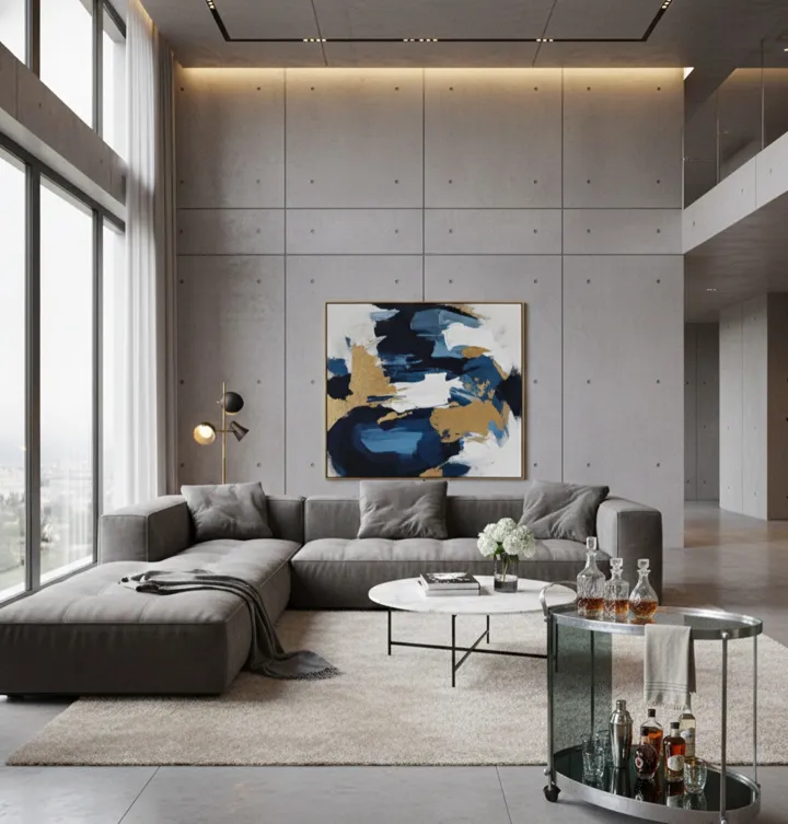 प्राचीन कॉकटेल ट्रॉली जिसमें आधुनिक सजावट है।