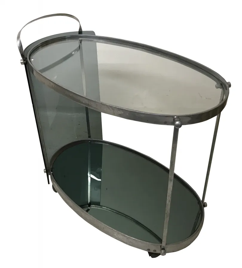 carrello per cocktail antico con design ovale e lucido
