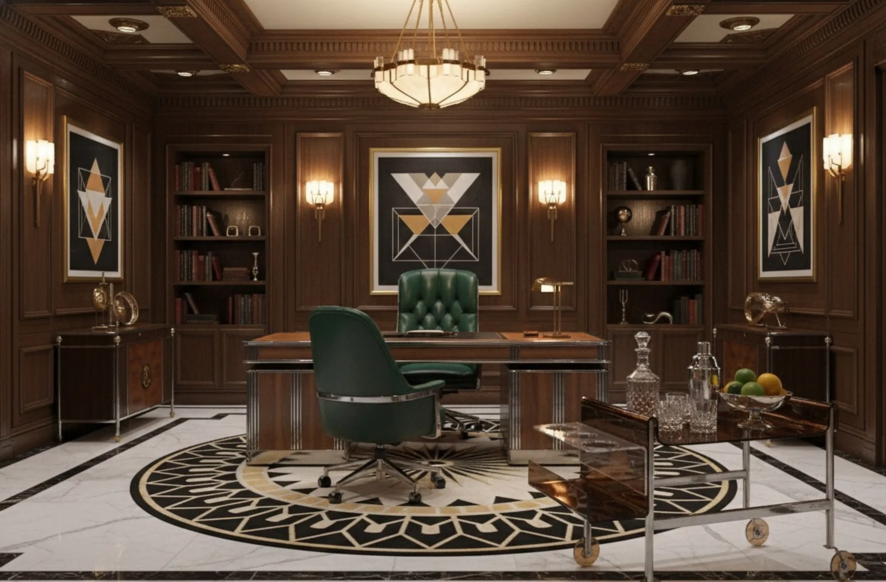 60 के दशक की पुरानी कॉकटेल ट्रॉली और सजावट