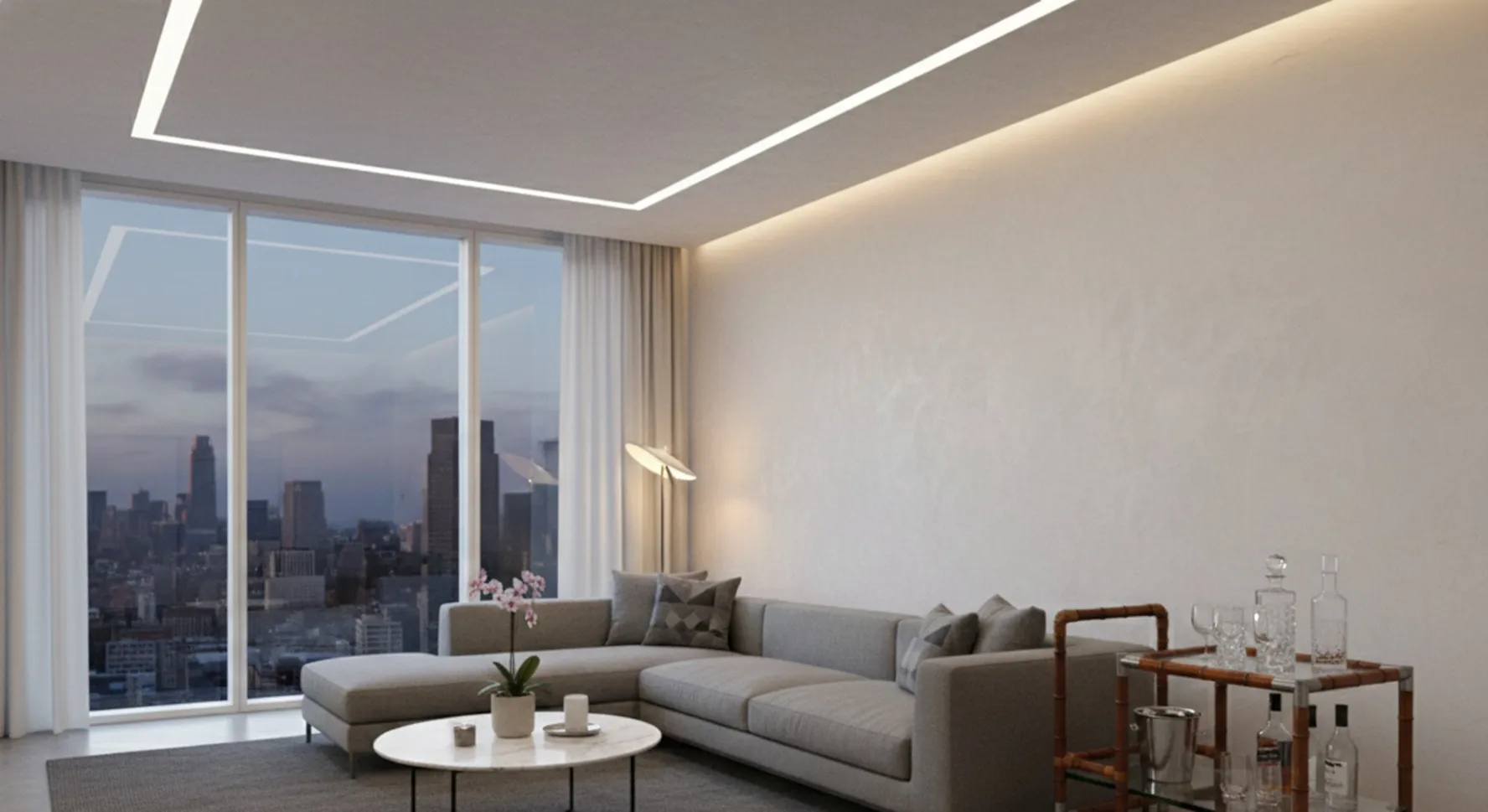 Antique cocktail trolley with glasses and bar tools