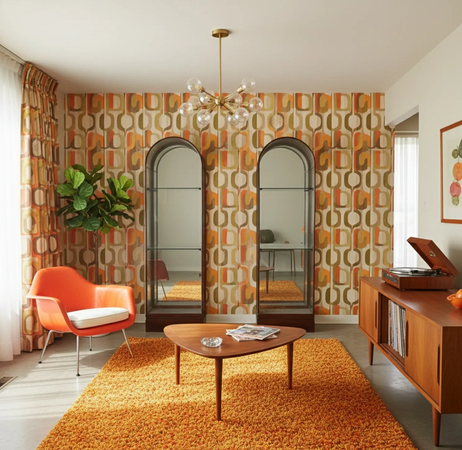 Dos vitrinas antiguas en un ambiente acogedor con decoración retro