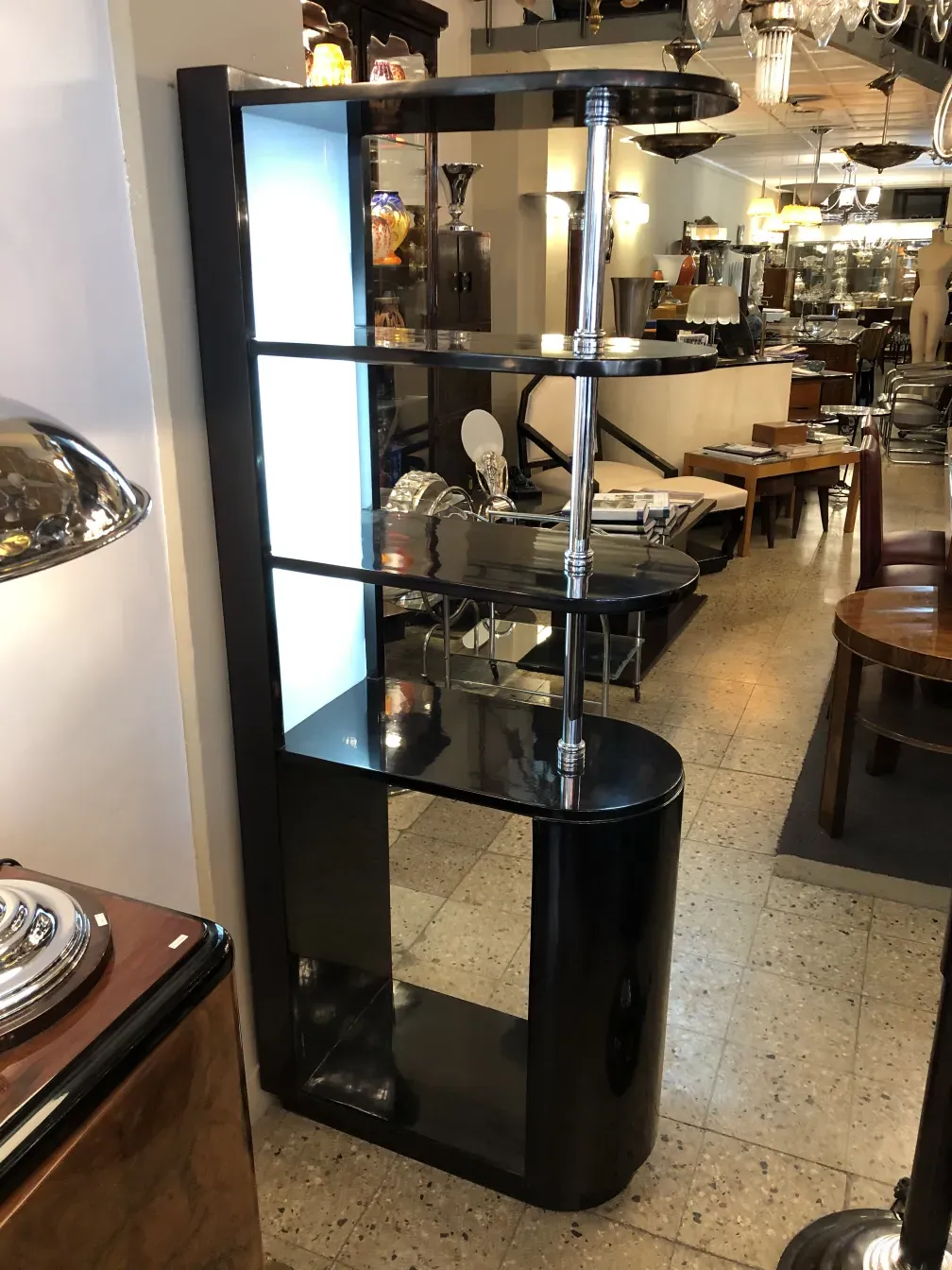 Antique bar in black finish with mirror, stylish and functional