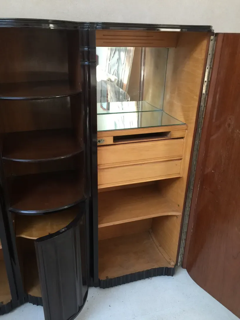 antique bookcase with spacious shelves and classic design