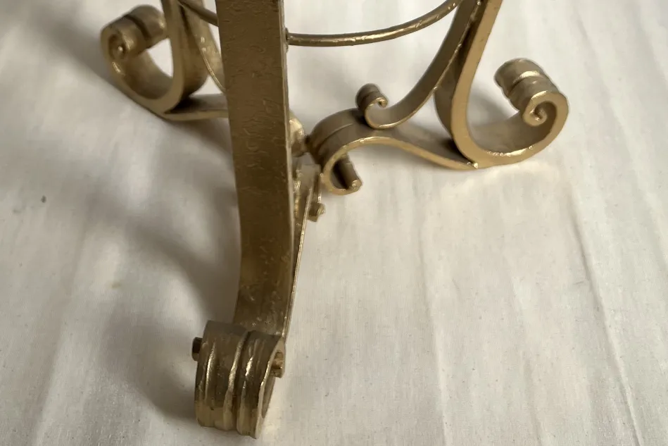 View of antique 2 small tables in Art Nouveau style with decorative legs