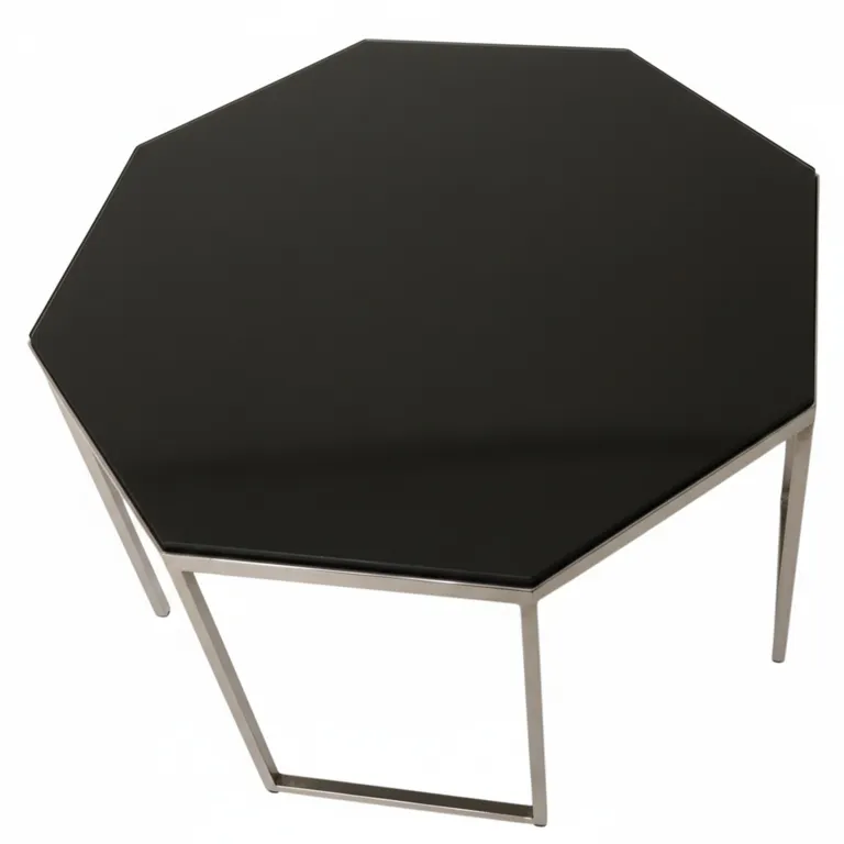 table basse octogonale avec base simple, dans un salon classique