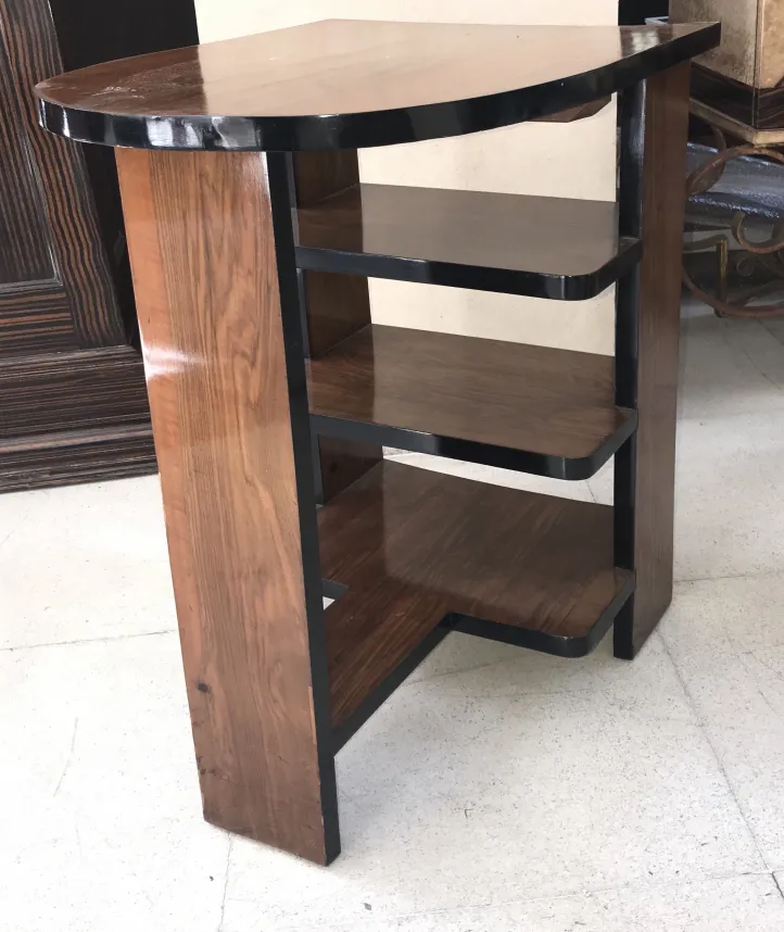 mesa antiga de design art déco com prateleiras