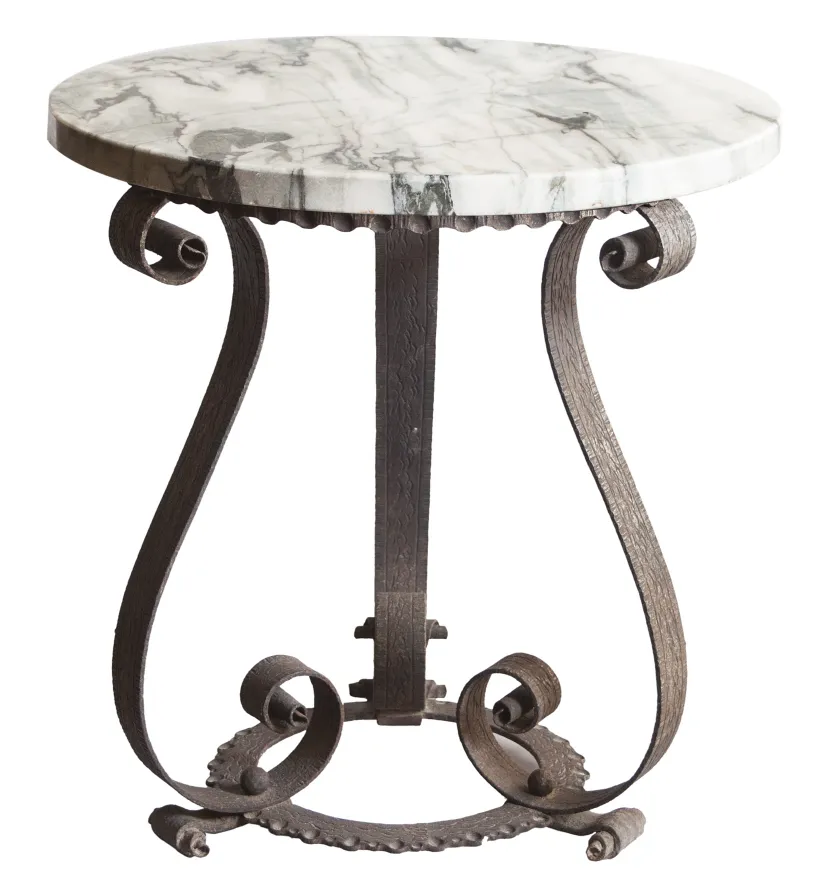 tableau ancien art deco avec base décorative et dessus rond