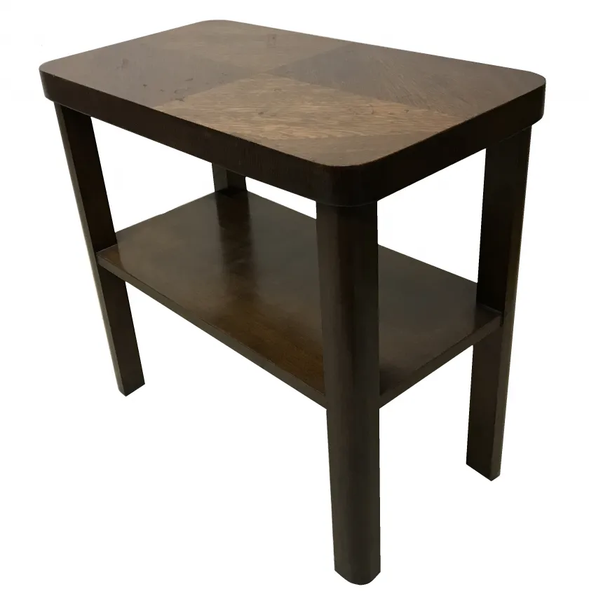 Mesa antigua de estilo art deco con un estante inferior