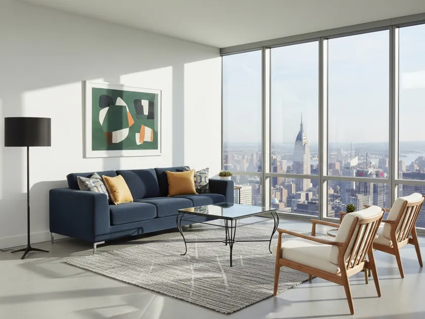 Mesa antigua con diseño elegante en un ambiente moderno.