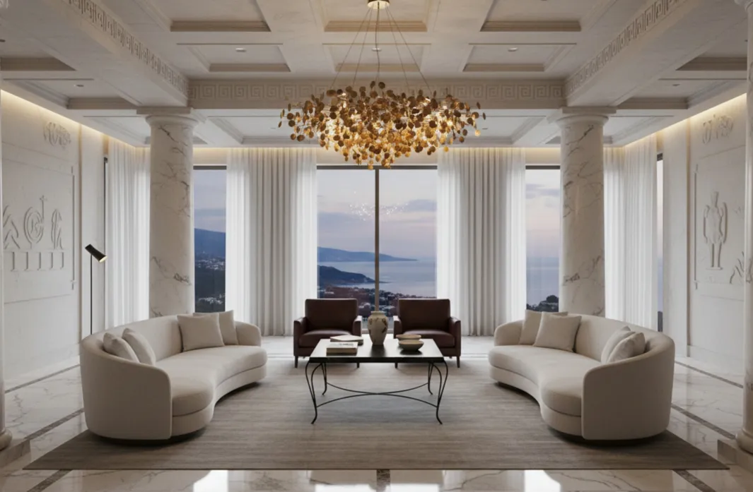 Tavolo da giardino antico con design elegante in un ambiente luminoso.