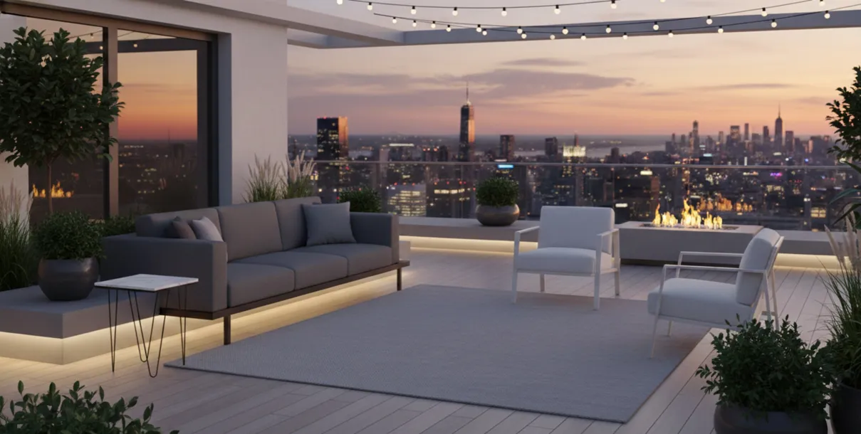 Antique garden table in a cozy setting