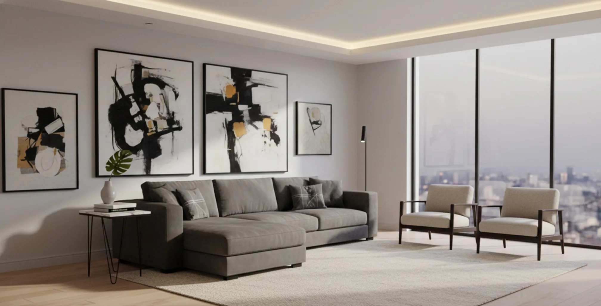 우아한 디자인의 앤티크 정원 테이블이 현대적인 환경에 놓여 있습니다.