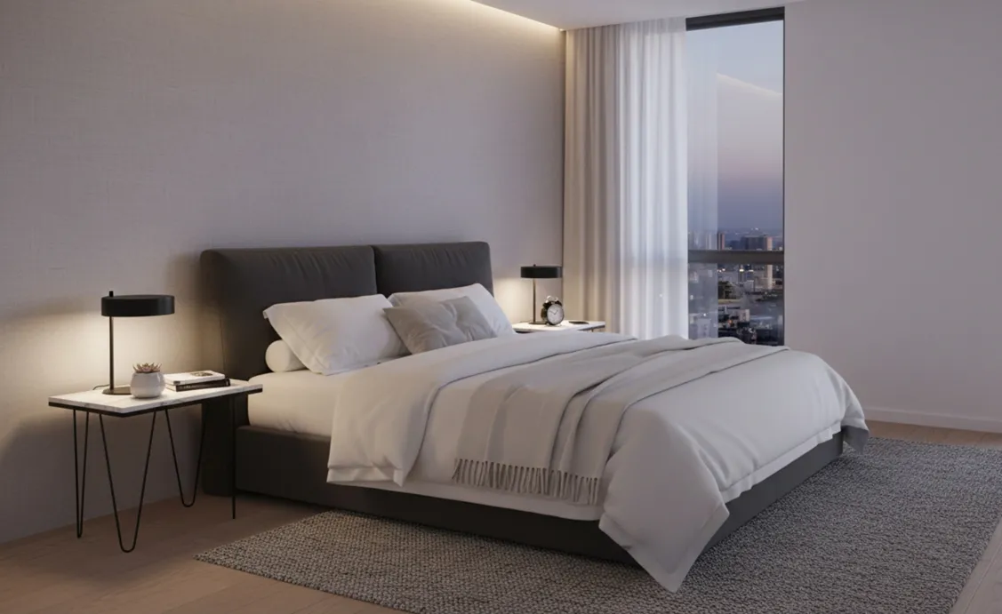 पुरानी बिस्तर की मेज बगीचे की कुर्सियों के साथ। आधुनिक शैली