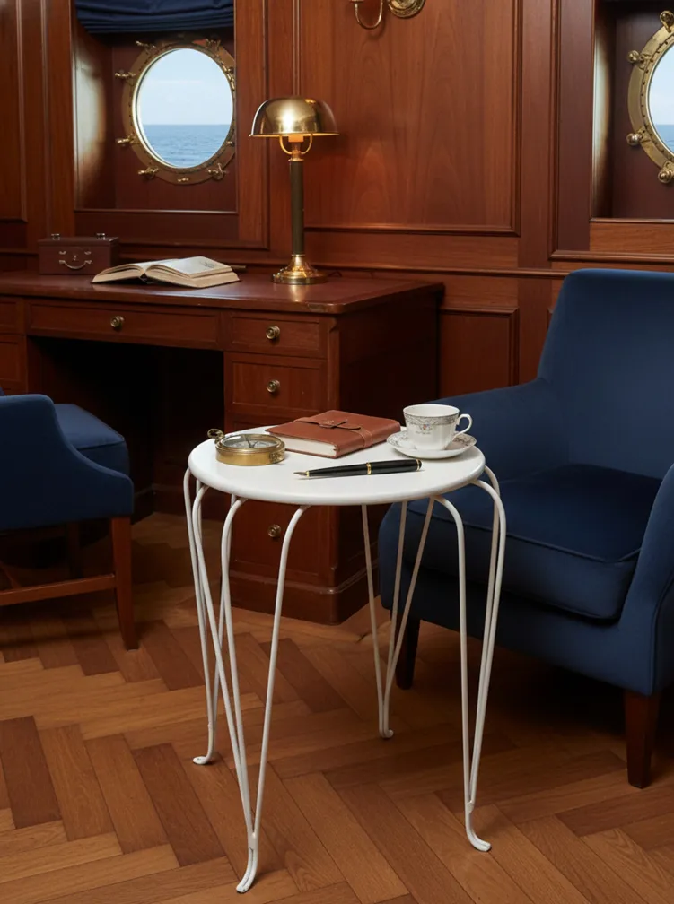 古い庭のテーブル、細い装飾的な脚