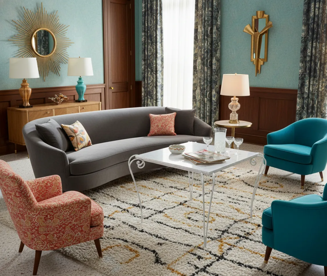 Mesa antigua de jardín en ambiente acogedor con sillas