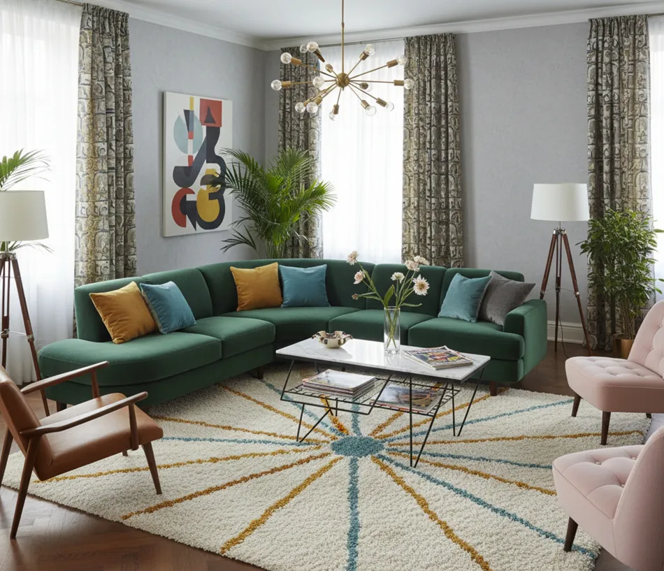 Antique garden and living room table, modern decorations, cozy setting