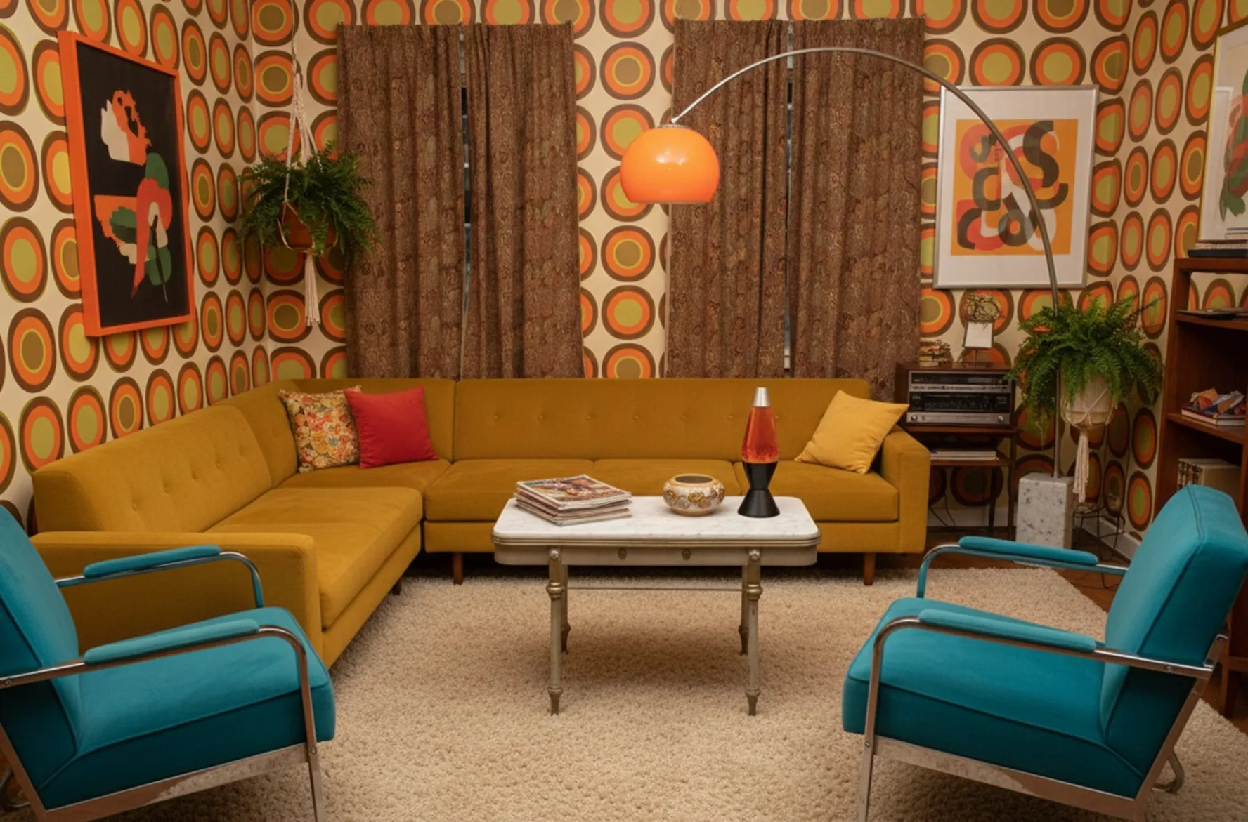 Mesa antiga branca com decoracao retro na sala