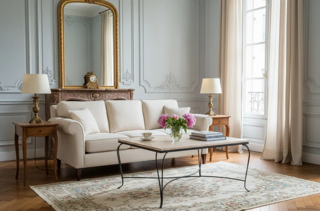 Table ancienne de jardin avec des fleurs et une décoration élégante