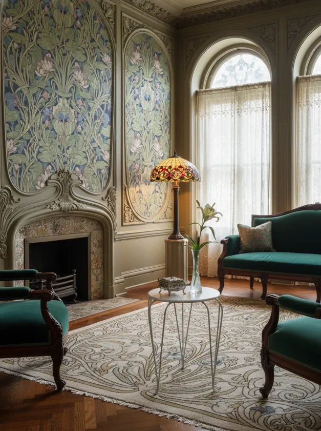 Mesa antigua de jardín con decoración elegante