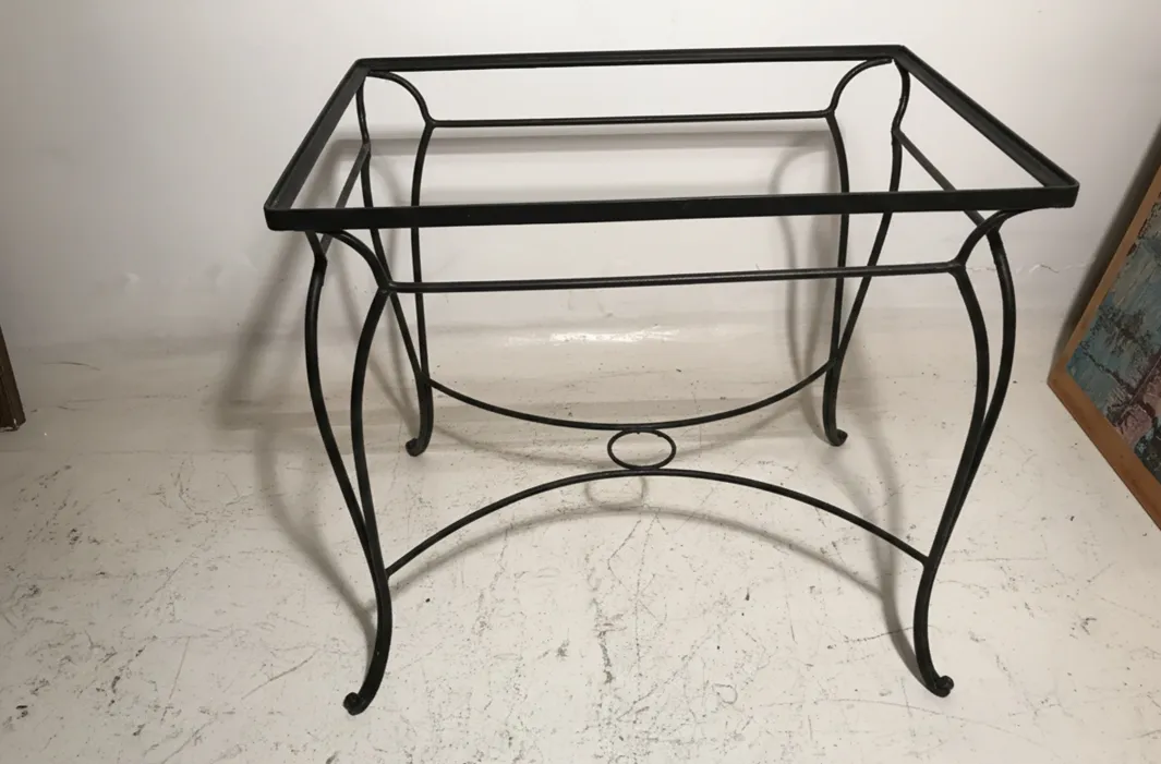 antique garden table with black frame, simple and elegant