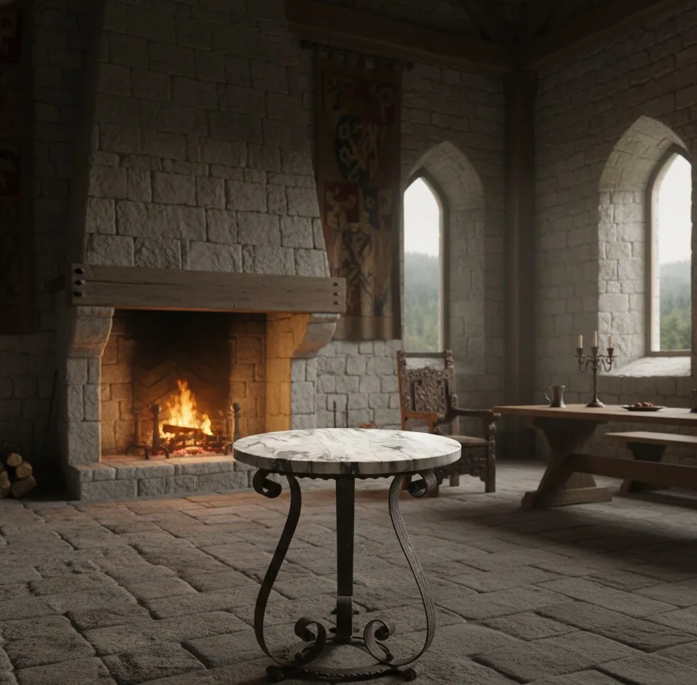 tavolo antico con design classico in un ambiente accogliente