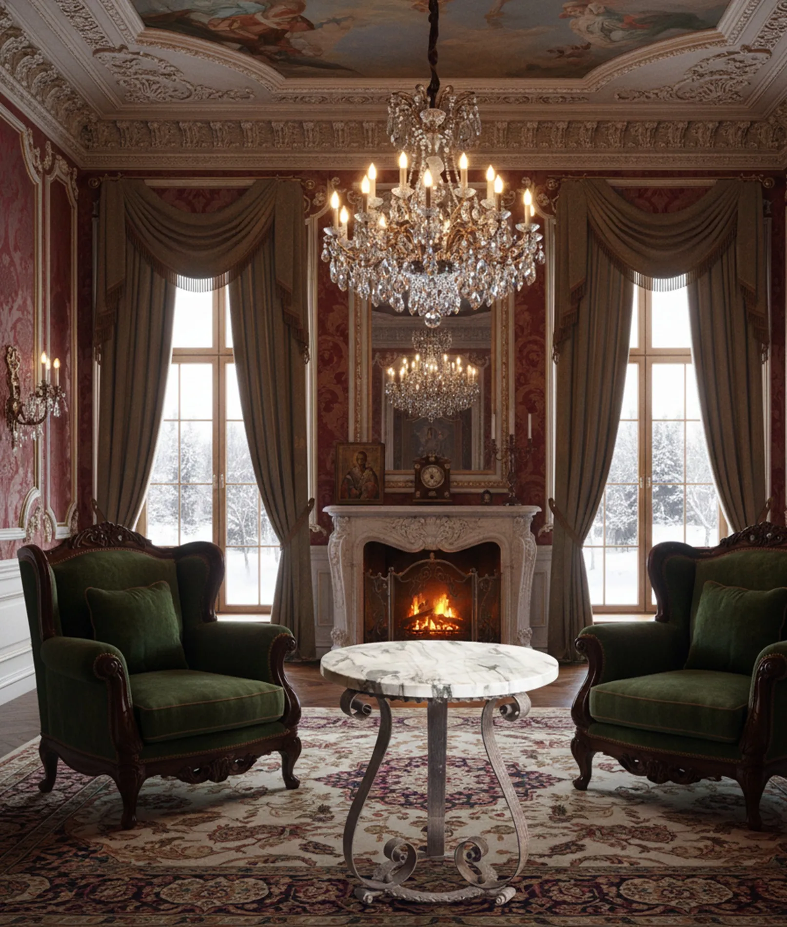 Elegant antique table in a sophisticated setting