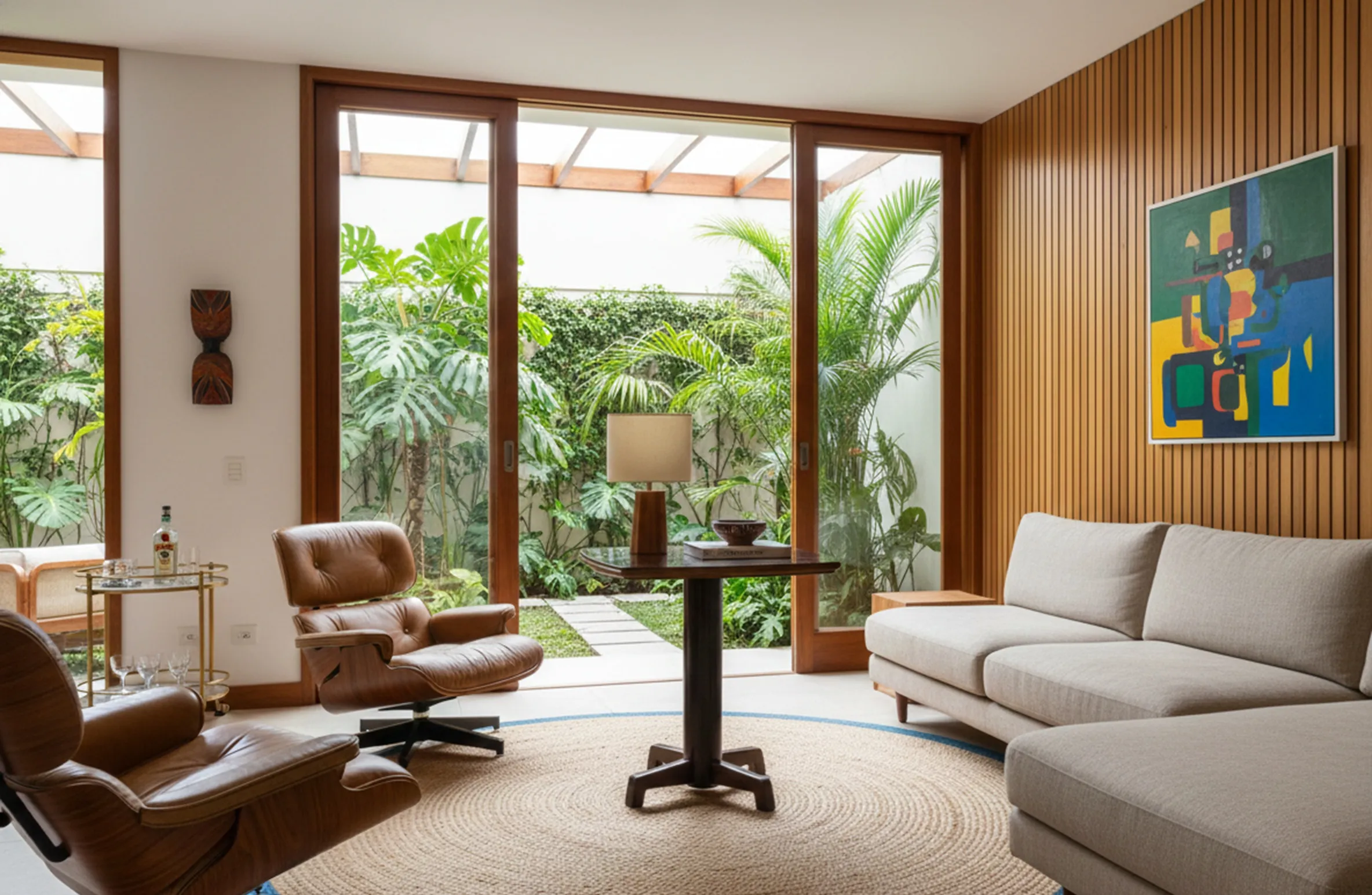 柔らかい光と植物の装飾がある古い小さなテーブル