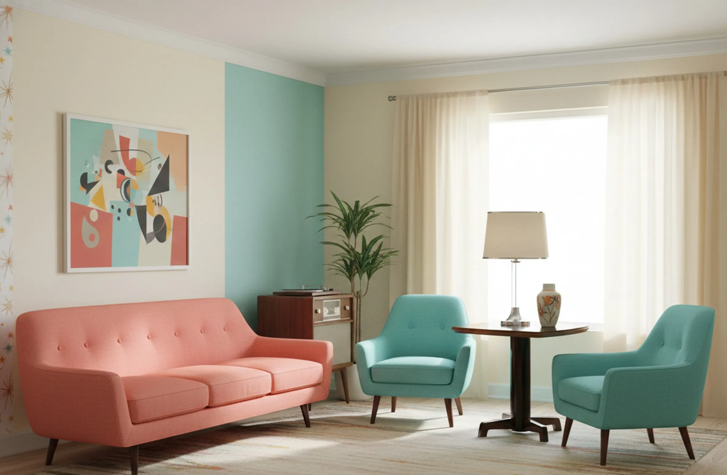 antike kleine Tisch mit dunklen Beinen in modernem Ambiente