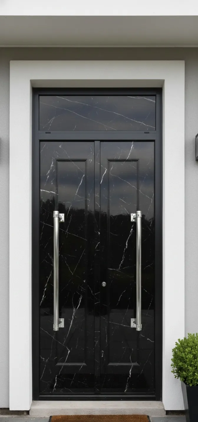 poignées de portes anciennes sur une porte noire élégante
