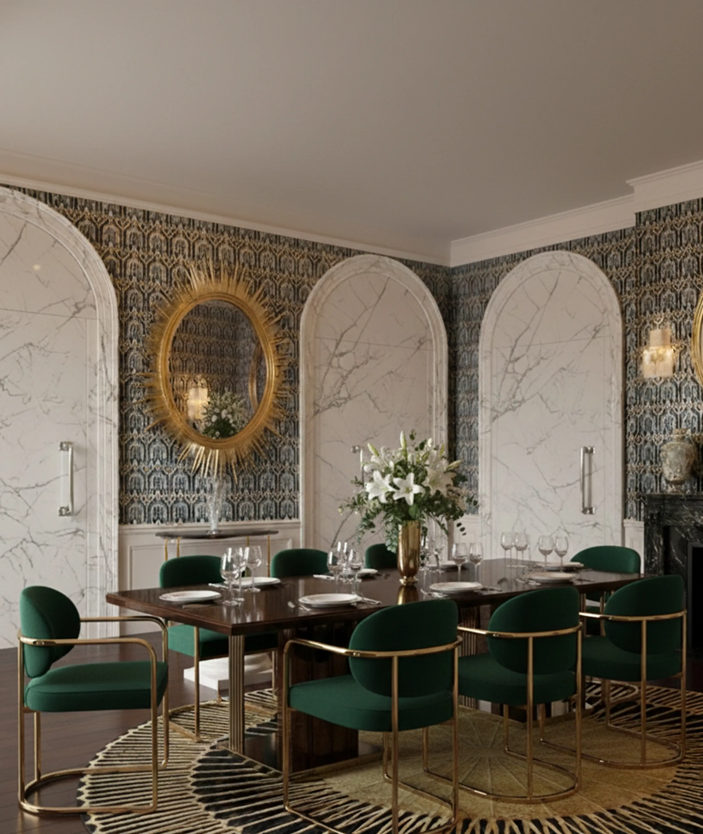 puxadores de portas antigos decorativos em uma sala elegante