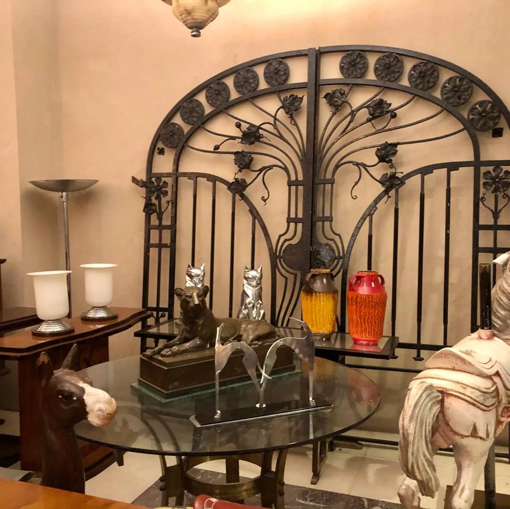 Antique gate with floral design, classic decorative background