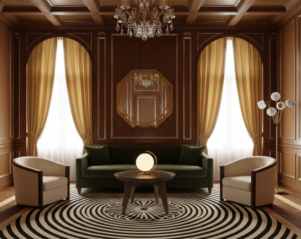 mesa de centro antiga com design elegante e moderno, ambiente clássico e acolhedor