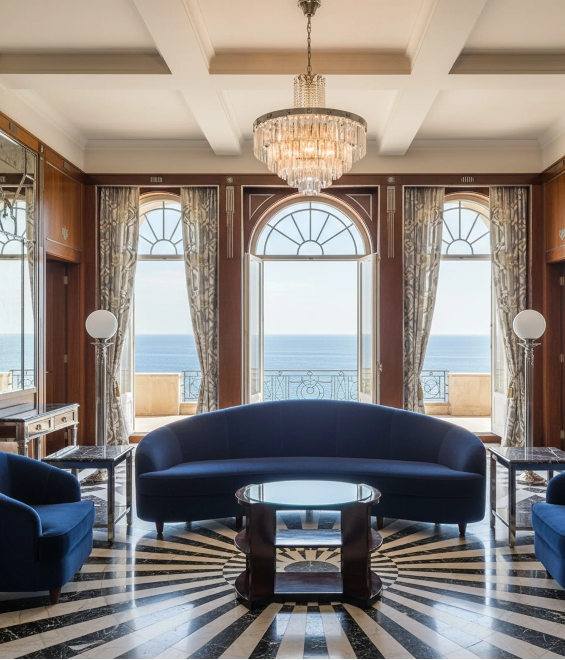 Antique table with sea views and an elegant terrace