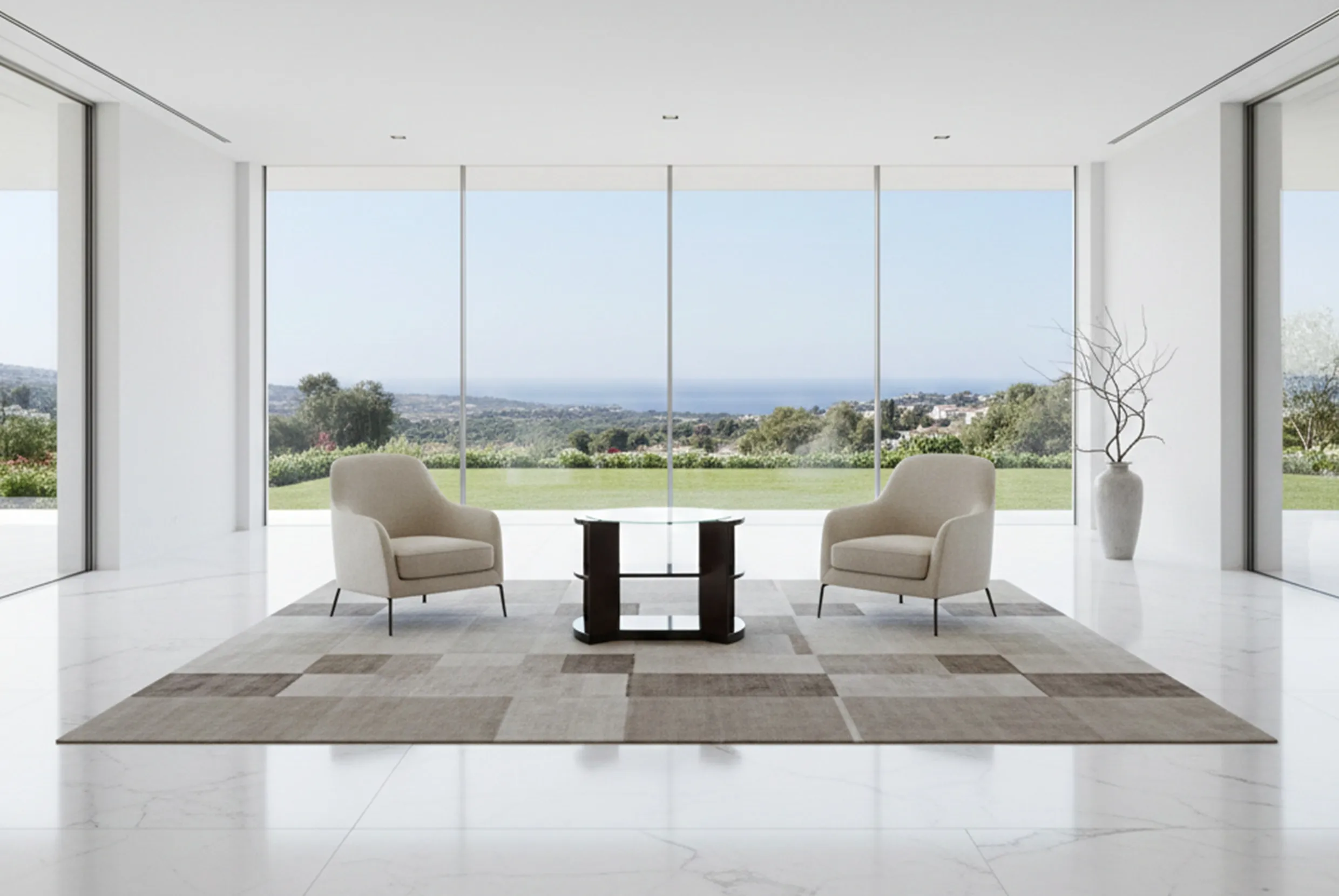 Старинный гостиный стол с элегантным и современным видом, окруженный креслами