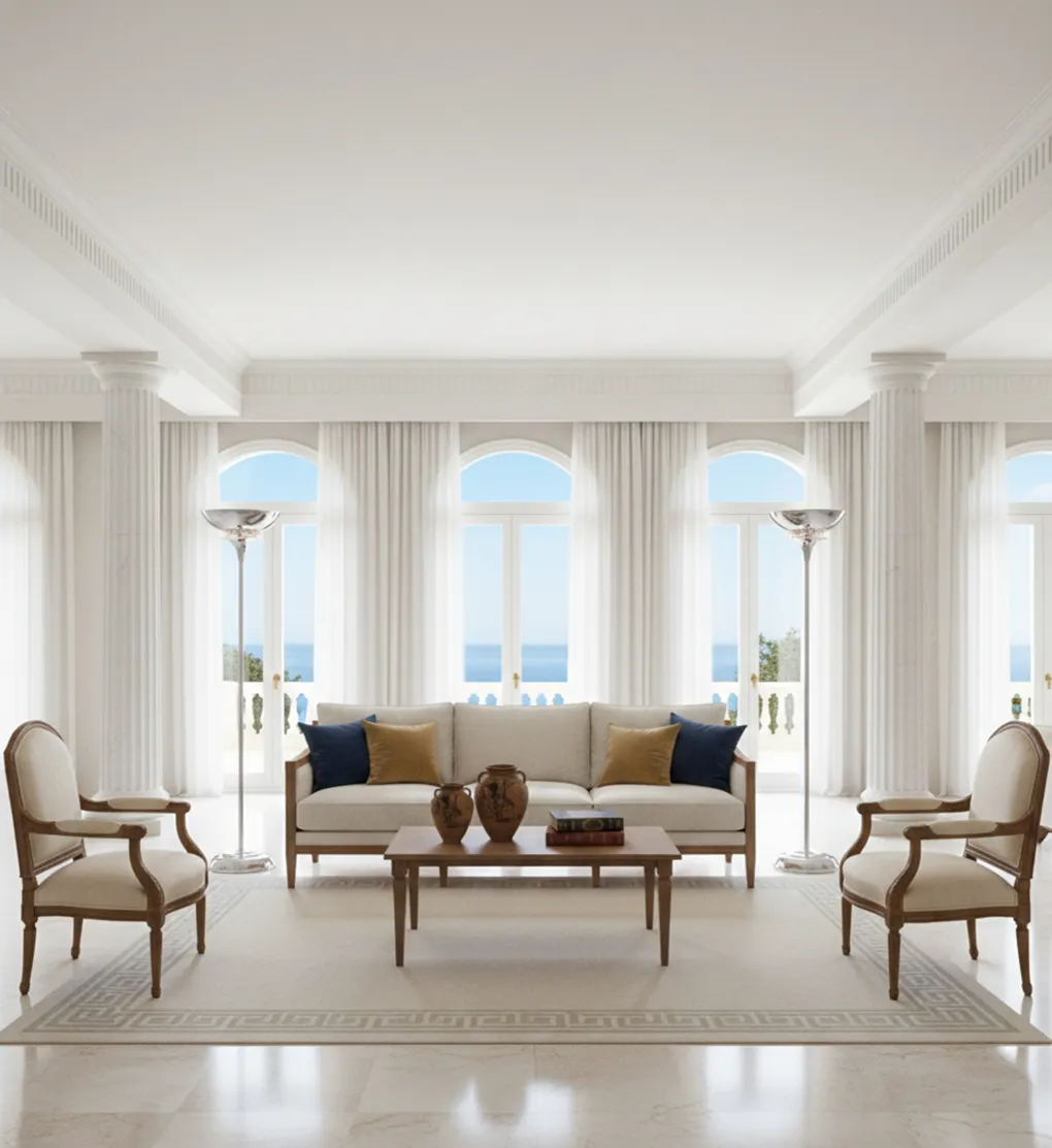 2 lâmpadas de piso antigas em estilo art deco em um espaço iluminado