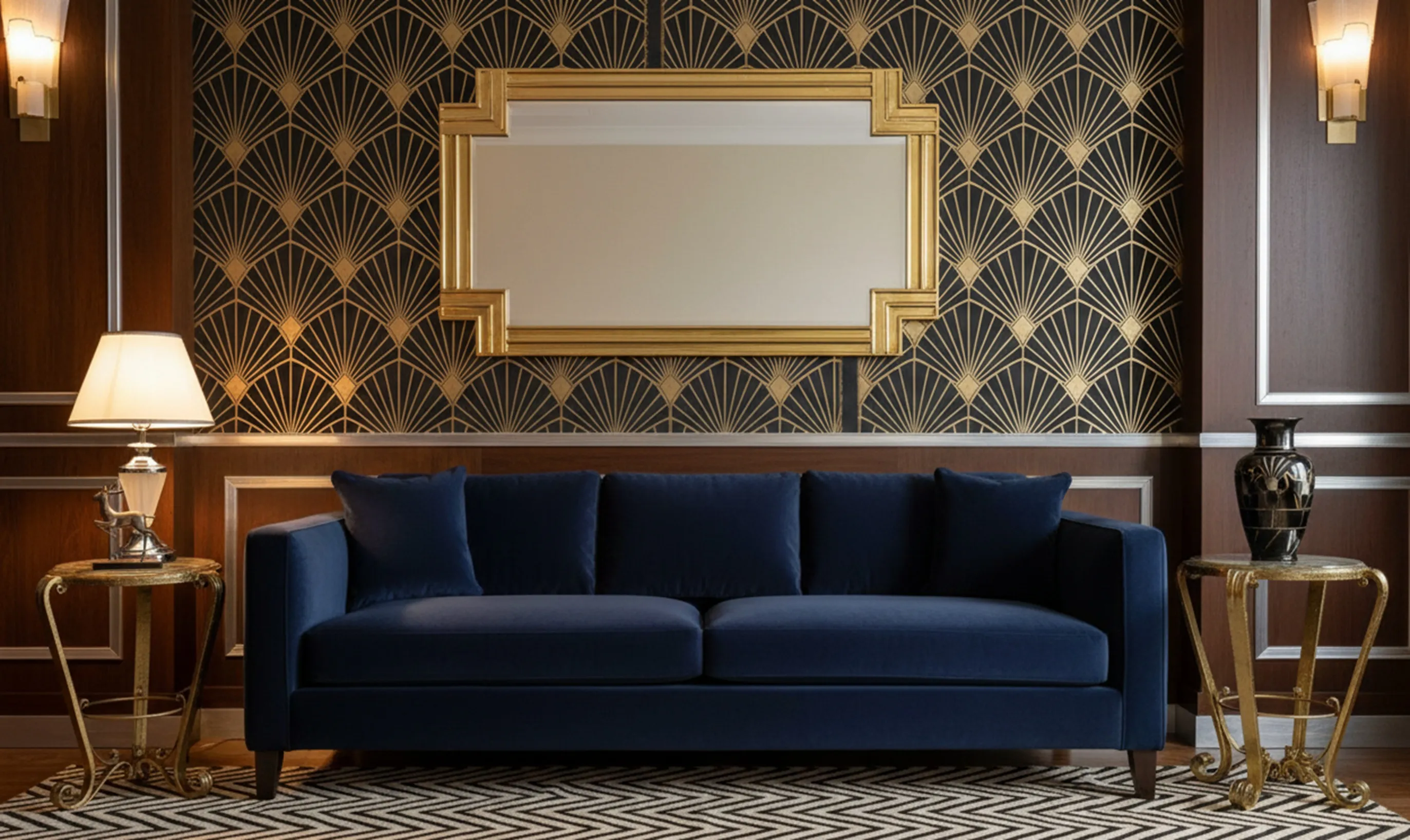 duas mesinhas antigas em uma sala de estar elegante