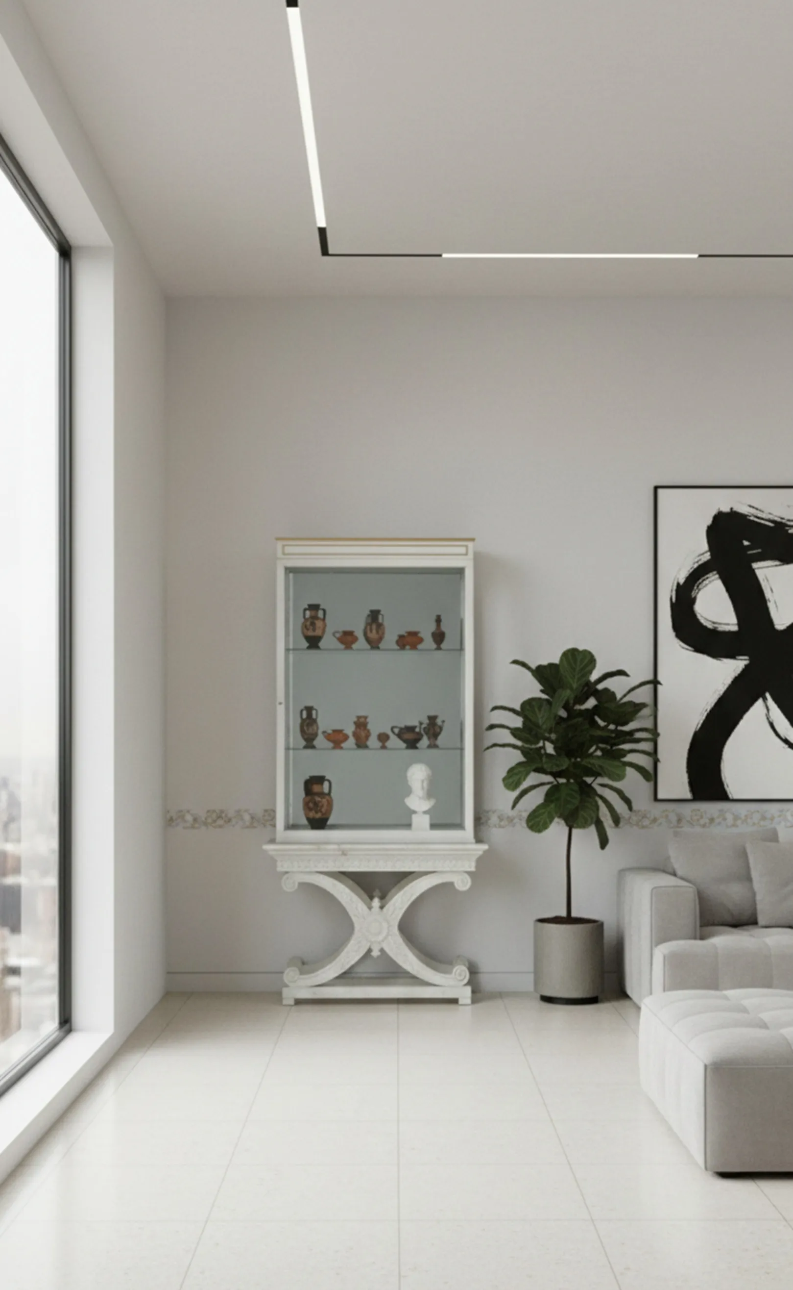 Vitrine antiga Maison Jansen com itens decorativos