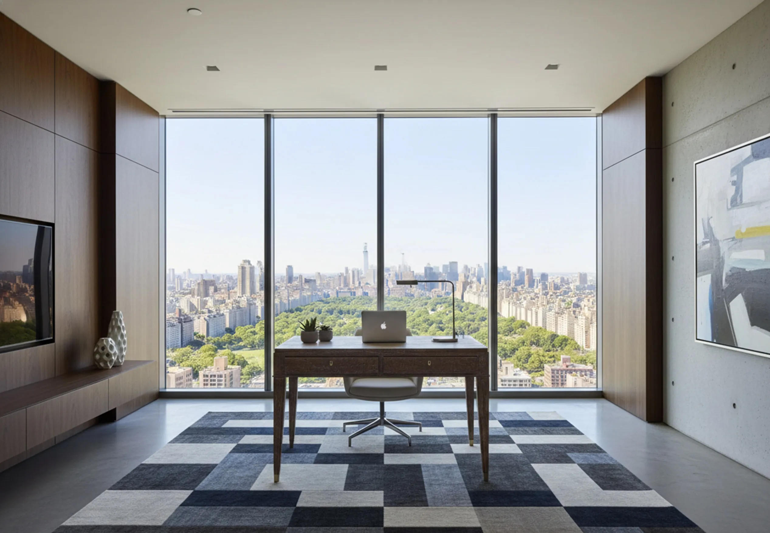 Antique desk by Jean Michel Frank with modern view