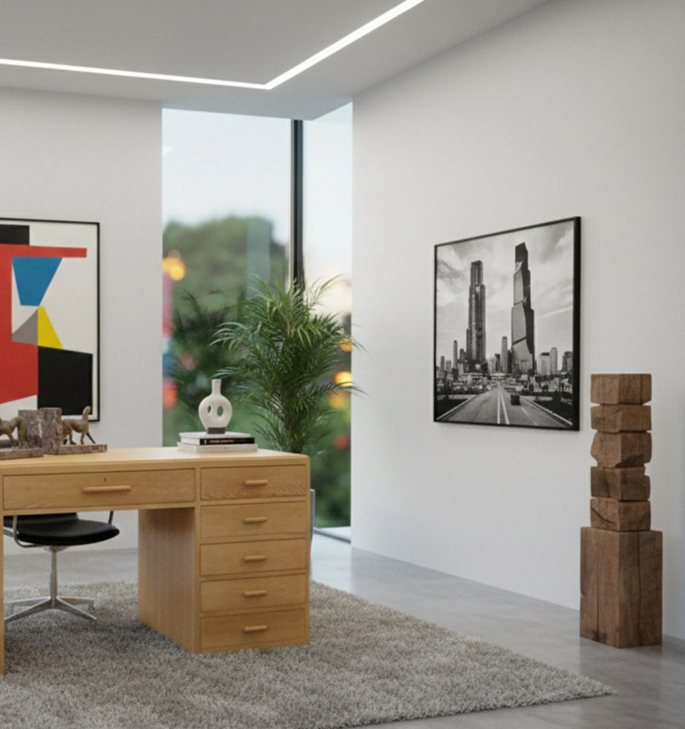 bureau d'antiquité avec design contemporain