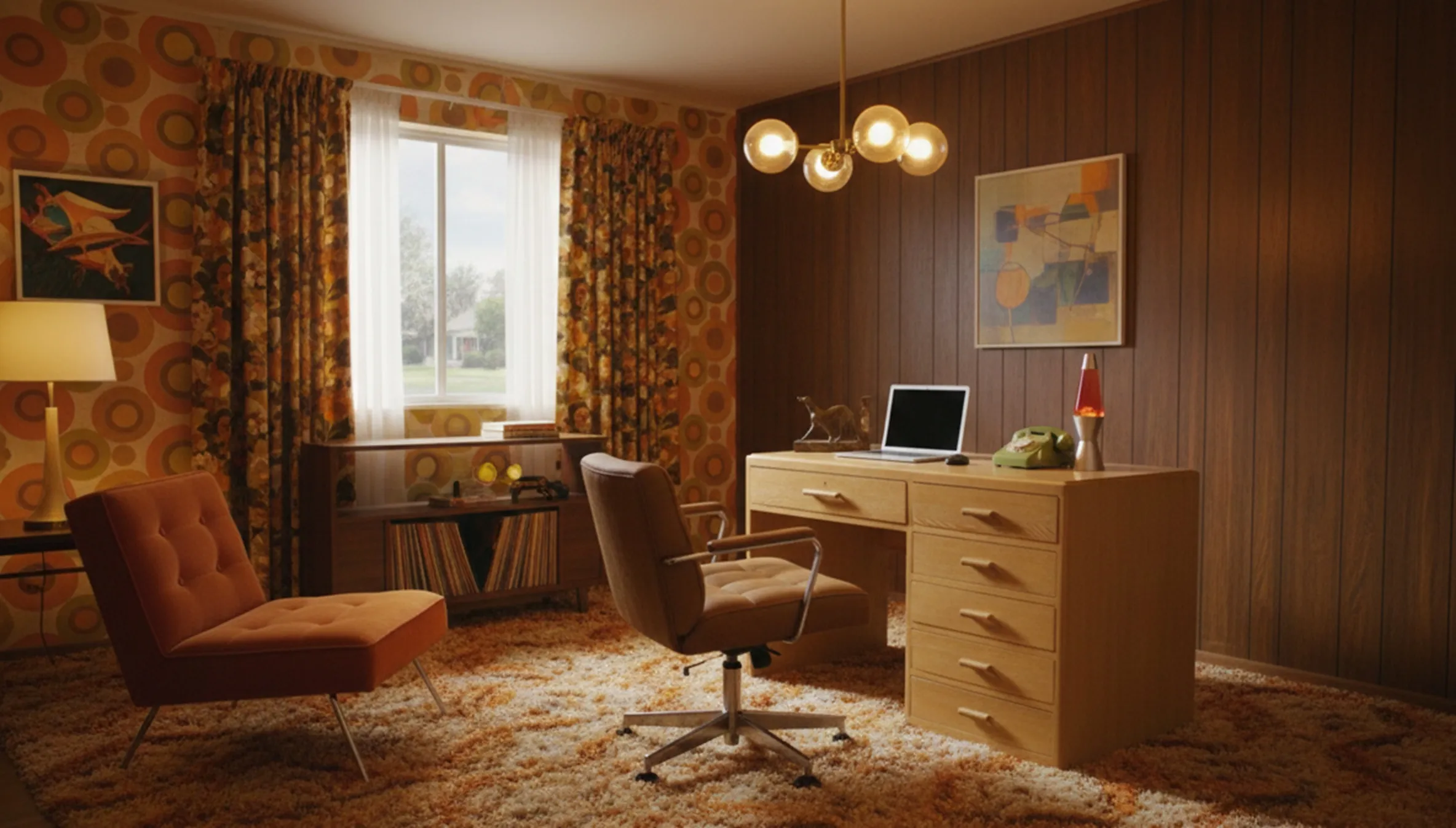 escritorio antigo com detalhes decorativos em um ambiente aconchegante